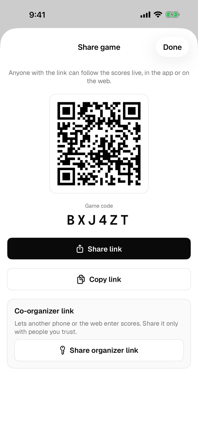 Sharing a game with a QR code